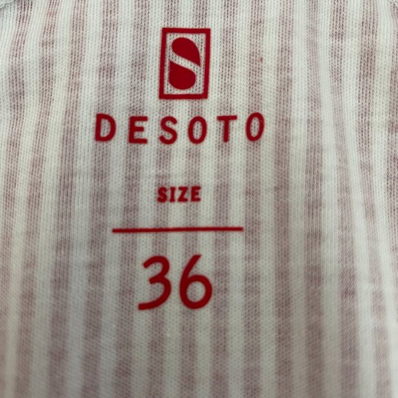 Desoto Eve Collared V Neck Striped Button Down Cotton Blouse Red Wht Sz 36 NWOT - Picture 8 of 15